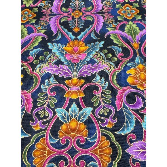 Vibrant Floral & Leaf Print Cotton Fabric by Robert Kaufman 1/2 yard x 44" - Picture 3 of 9
